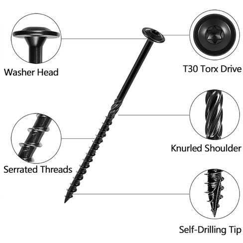 50 PCS(2.1lb), #14 x 6 Lag Screws, Structural Wood Screw 6 inch, Heavy Duty Construction Screw, Rust Resistant, Washer Head, Exterior Wood/Lag/Timber Screws, T30 Star Bit Included in Saudi Arabia