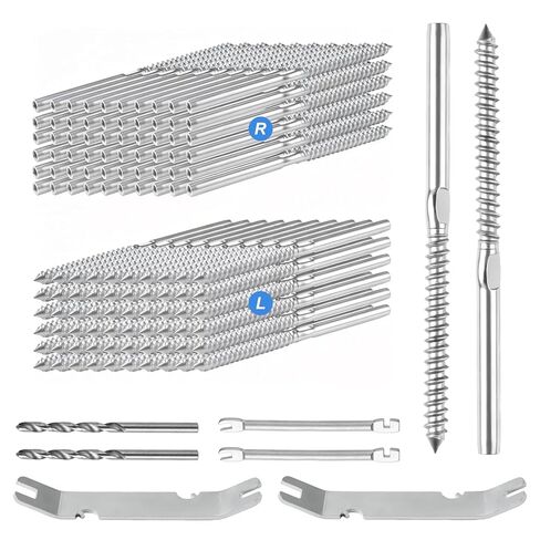 40 Pack T316 Stainless Steel Black Right&Left Handed Thread Swage Lag Screws ，1/8" Deck Cable Railing Kit Wood Posts, Wire Railing Kit for Decks with Wrench, DIY ，Sliver in Saudi Arabia
