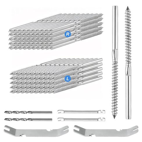 40 Pack T316 Stainless Steel Black Right&Left Handed Thread Swage Lag Screws ，1/8" Deck Cable Railing Kit Wood Posts, Wire Railing Kit for Decks with Wrench, DIY ，Sliver in Saudi Arabia