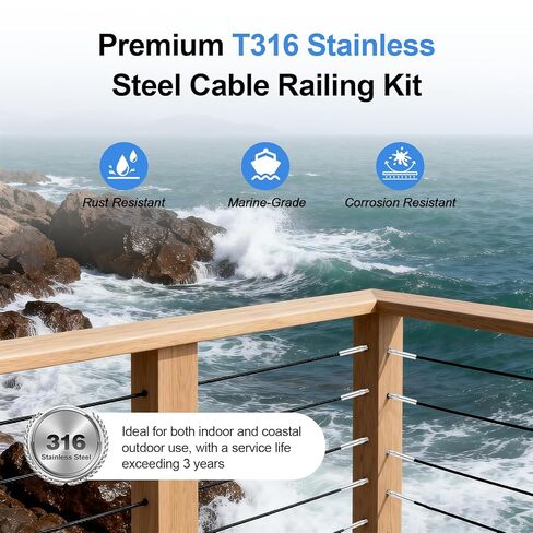 40 Pack T316 Stainless Steel Black Right&Left Handed Thread Swage Lag Screws ，1/8" Deck Cable Railing Kit Wood Posts, Wire Railing Kit for Decks with Wrench, DIY ，Sliver in Saudi Arabia