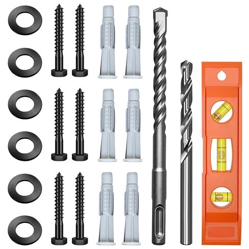 Lag Bolts for TV Wall Mount with Drill Bit, 23-Pack TV Mount Screws Kit with M8x65mm Lag Screws, Drywall Anchors, Washers, Bubble Level Hardware Kit for Wood Stud Brick Concrete in Kuwait