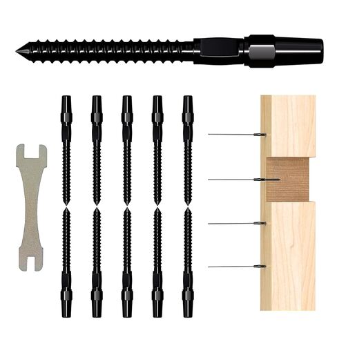 20 Pair Black Cable Railing Kit, Invisible Crimp Fitting Hardware, Right & Left Handed Thread Swage Lag Screws for Wood Post of 1/8" T316 Steel Railing System, HF016BL in Kuwait
