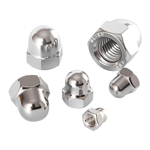 M10-1.5mm صواميل بغطاء الجوزة 10 قطع، 18-8 من الفولاذ المقاوم للصدأ (304) صواميل بغطاء قبة سداسية، لمسة نهائية سادة لامعة، صامولة تاج مقببة ناعمة in Kuwait