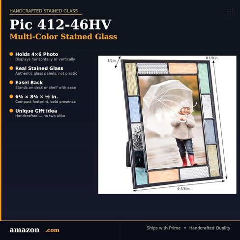 J Devlin Pic 412 Series Stained Glass Picture Frame Pastel Blue Green Peach Aqua 4x6 Easel Back in Kuwait