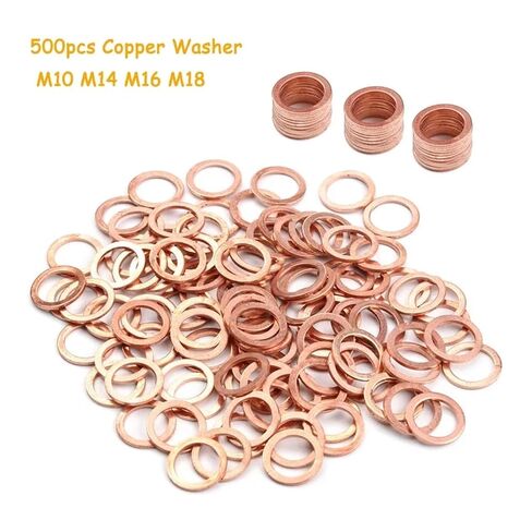MIUYTRN 500pcs Solid Copper Washer Flat Ring Gasket Sump Plug Oil Fittings Sealing Washers Fastener Hardware Accessories cuicui in Kuwait