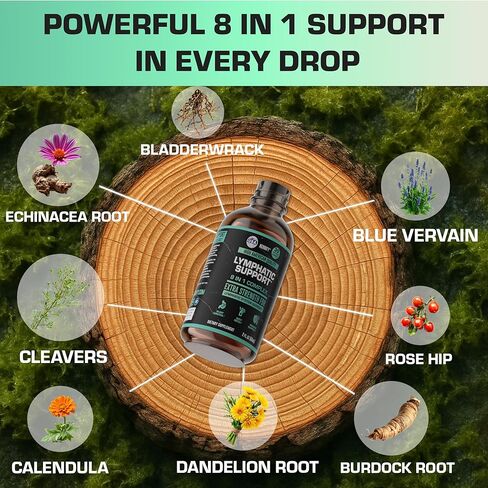 قطرات التصريف اللمفاوي من هيربيفي لإزالة سموم الكبد ودعم المناعة - قطرات دعم الجهاز الليمفاوي - تنظيف التخلص من السموم - كمية تكفي لمدة 60 يومًا - 2 أونصة سائلة مصنوعة في الولايات المتحدة الأمريكية in Kuwait