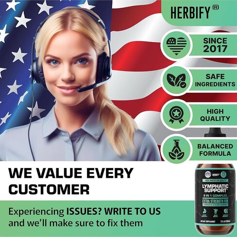 قطرات التصريف اللمفاوي من هيربيفي لإزالة سموم الكبد ودعم المناعة - قطرات دعم الجهاز الليمفاوي - تنظيف التخلص من السموم - كمية تكفي لمدة 60 يومًا - 2 أونصة سائلة مصنوعة في الولايات المتحدة الأمريكية in Kuwait