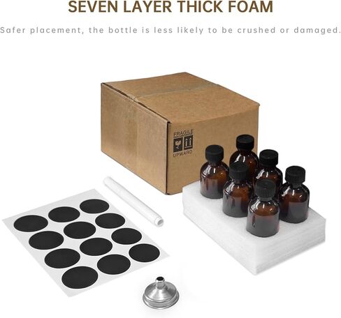 2 oz Amber Glass Bottles - Small Glass Jars with Black Lids Empty Boston Bottle,Dispensing Bottles for Homemade Vanilla Extract, Essential Oils, Herbal Medicine (6) in Saudi Arabia