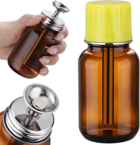 4Oz / 120ml Glass Dispensing Bottles with Copper Core for Acetone/PFA/LDPE, One-Touch Liquid Dispenser Pump with Cover for Chemical & Industrial Liquids, Refillable Sample Tincture Containers, Amber in Saudi Arabia