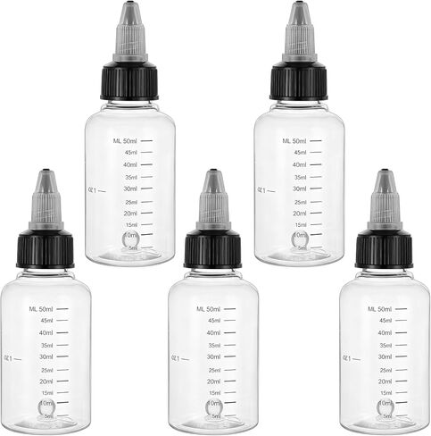 5PCS 2oz Plastic Dispensing Bottle, Empty Squirt Bottle for Liquids, Squeeze Graduated Empty Bottles with Black Twist Cap for Liquids, Sauces, Arts, Crafts, Travel in Saudi Arabia