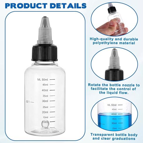 5PCS 2oz Plastic Dispensing Bottle, Empty Squirt Bottle for Liquids, Squeeze Graduated Empty Bottles with Black Twist Cap for Liquids, Sauces, Arts, Crafts, Travel in Saudi Arabia