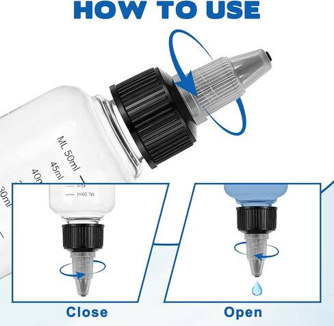 5PCS 2oz Plastic Dispensing Bottle, Empty Squirt Bottle for Liquids, Squeeze Graduated Empty Bottles with Black Twist Cap for Liquids, Sauces, Arts, Crafts, Travel in Saudi Arabia