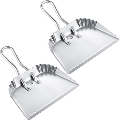 Mumufy 4 Pack 12 inch Heavy Duty Metal Dustpan Large Wide Dust Pans for Household Handheld Wide Scooper and Debris Cleaning Tool Ideal for Home and Commercial Use (Silver) in Saudi Arabia