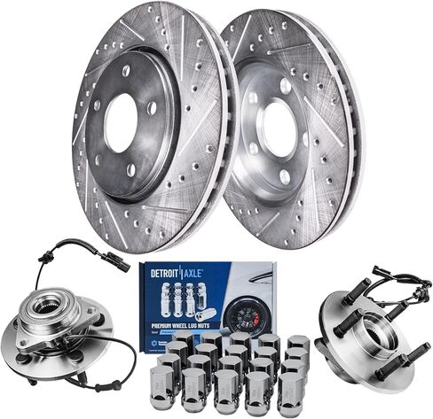 Detroit Axle - 8pc Brake Kit for 2014-2016 Kia Soul, 2015 Drilled & Slotted Brake Rotors Ceramic Brakes Pads Front and Rear Replacement : 11.02" inch Front and 10.31" inch Rear Rotor in Saudi Arabia