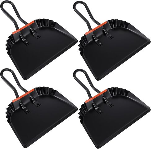 4 Pack 12 inch Heavy Duty Metal Dustpan Large Wide Dust Pans for Household Handheld Wide Scooper and Debris Cleaning Tool Ideal for Home and Commercial Use (Black) in Saudi Arabia