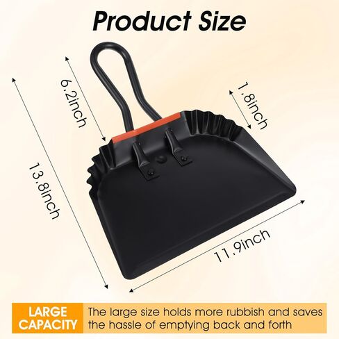 4 Pack 12 inch Heavy Duty Metal Dustpan Large Wide Dust Pans for Household Handheld Wide Scooper and Debris Cleaning Tool Ideal for Home and Commercial Use (Black) in Saudi Arabia