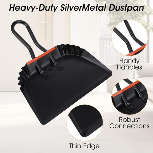 4 Pack 12 inch Heavy Duty Metal Dustpan Large Wide Dust Pans for Household Handheld Wide Scooper and Debris Cleaning Tool Ideal for Home and Commercial Use (Black) in Saudi Arabia