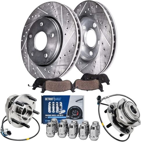 Detroit Axle - 8pc Brake Kit for 2014-2016 Kia Soul, 2015 Drilled & Slotted Brake Rotors Ceramic Brakes Pads Front and Rear Replacement : 11.02" inch Front and 10.31" inch Rear Rotor in Saudi Arabia