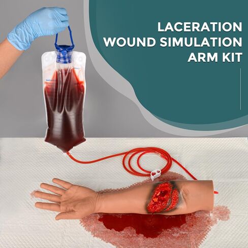 Laceration Wound Simulation Arm Kit Wound Packing Fracture Training Model for Education Silicone Trainer for Nursing Students, Wound Care, Hemostasis, and Immobilization Practice in Kuwait