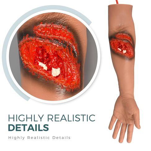 Laceration Wound Simulation Arm Kit Wound Packing Fracture Training Model for Education Silicone Trainer for Nursing Students, Wound Care, Hemostasis, and Immobilization Practice in Kuwait