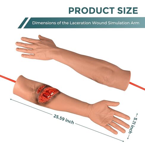 Laceration Wound Simulation Arm Kit Wound Packing Fracture Training Model for Education Silicone Trainer for Nursing Students, Wound Care, Hemostasis, and Immobilization Practice in Kuwait