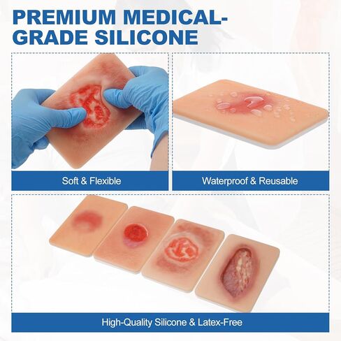 PER4MANCE Pressure Ulcer Wound Model Stages I–IV: Silicone Decubitus Care Training Kit for Nursing Practice & Medical Education in Kuwait