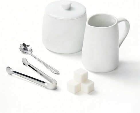 Sugar and Creamer Set, Ceramic Sugar Bowl with Lid and Spoon, Creamer Container for Coffee in Saudi Arabia