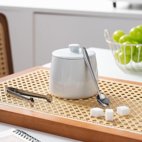 Sugar and Creamer Set, Ceramic Sugar Bowl with Lid and Spoon, Creamer Container for Coffee in Saudi Arabia