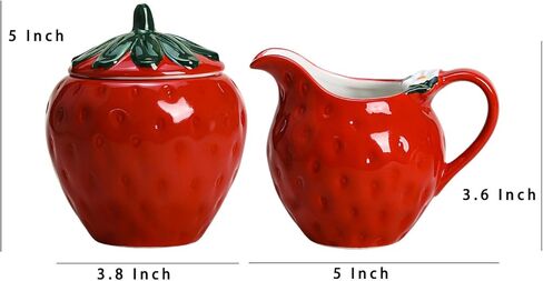 طقم كريمة ووعاء سكر على شكل فراولة من السيراميك من تشوولد، إبريق كريم، وعاء سكر مع غطاء، مجموعة تقديم القهوة in Kuwait