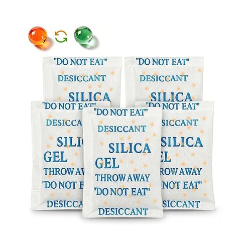 50 Pack 5 Gram Desiccant Packs for Storage, Premium Silica Gel Packets (Rechargeable & Color Indicating), Safe Food Grade Moisture Absorbers for Storage Bins, Electronics, 3D Filament in Kuwait