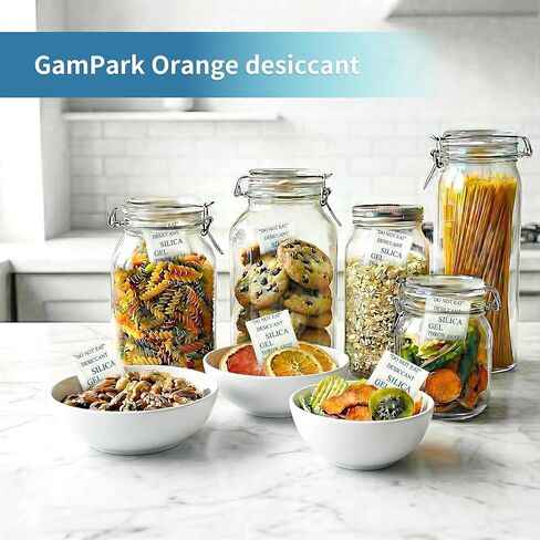 50 Pack 5 Gram Desiccant Packs for Storage, Premium Silica Gel Packets (Rechargeable & Color Indicating), Safe Food Grade Moisture Absorbers for Storage Bins, Electronics, 3D Filament in Kuwait