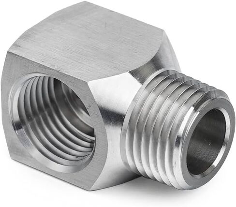 Short Elbow Fitting for Hand Sink Faucet, Save Space Behind Sink, Both Ends 1/2" NPT Thread, 304 Stainless Steel, Teflon Tape Included in Saudi Arabia