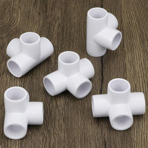 QWORK 4 Way PVC Fittings 1/2", 8 Pack Furniture Grade Pipe Connector, Elbow PVC Corner Fittings in Saudi Arabia