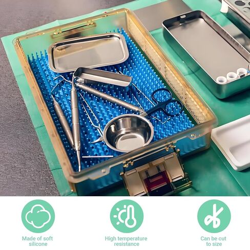 Silicone Sterilization Tray Mat, Autoclave Safe Shockproof Silicone Liner for Dental & Instrument Box, Protective Cushion Pad for Sterilization Baskets (19"×15") in Saudi Arabia