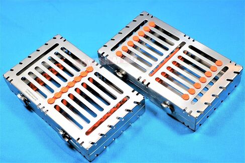 New Premium Heavy Duty Set of 2 ea German Dental Autoclave Sterilization Cassette Rack Box Tray for 7 Instruments Cynamed in Saudi Arabia