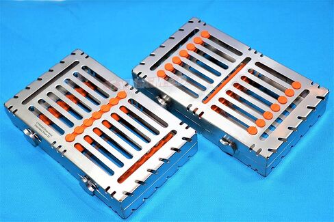 New Premium Heavy Duty Set of 2 ea German Dental Autoclave Sterilization Cassette Rack Box Tray for 7 Instruments Cynamed in Saudi Arabia