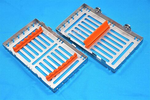 New Premium Heavy Duty Set of 2 ea German Dental Autoclave Sterilization Cassette Rack Box Tray for 7 Instruments Cynamed in Saudi Arabia