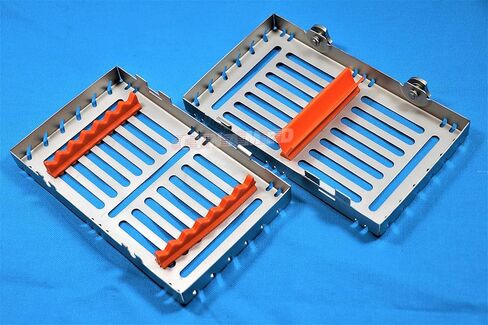 New Premium Heavy Duty Set of 2 ea German Dental Autoclave Sterilization Cassette Rack Box Tray for 7 Instruments Cynamed in Saudi Arabia