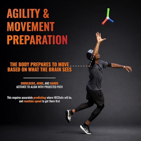 HECOstix Hand-Eye Coordination Trainer (Red/Green/Blue) – Reaction Time & Reflex Tool with Removable Legs | Improves Agility, Focus, & Multisensory Skills | Sports, Fitness, & Fun | All Ages in Saudi Arabia