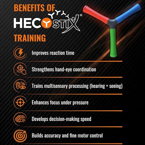 HECOstix Hand-Eye Coordination Trainer (Red/Green/Blue) – Reaction Time & Reflex Tool with Removable Legs | Improves Agility, Focus, & Multisensory Skills | Sports, Fitness, & Fun | All Ages in Saudi Arabia