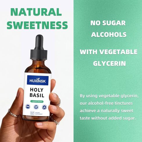 Holy Basil Tulsi Liquid Drops Extract | Full-Spectrum Adaptogen Complex | Alcohol-Free, 60ml Vegan Tincture in Saudi Arabia