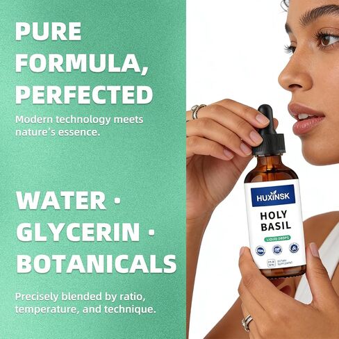 Holy Basil Tulsi Liquid Drops Extract | Full-Spectrum Adaptogen Complex | Alcohol-Free, 60ml Vegan Tincture in Saudi Arabia