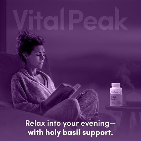 Vital Peak® Holy Basil 500 mg - دعم المزاج والاسترخاء - مكملات التولسي للنساء والرجال - نباتي، خالي من الغلوتين، خالي من الألبان، خالي من الصويا، غير معدل وراثيًا - 30 كبسولة in Kuwait