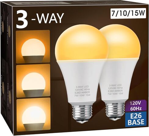 مصابيح إضاءة LED بريجنيت، مصابيح إضاءة LED ثلاثية الاتجاهات 50 100 150 وات مكافئة، مصابيح إضاءة A19 ثلاثية الاتجاهات E26 قاعدة متوسطة، ضوء نهاري أبيض 5000 ك، 500 لومن - 1000 لومن - 1500 لومن، عبوتان in Kuwait