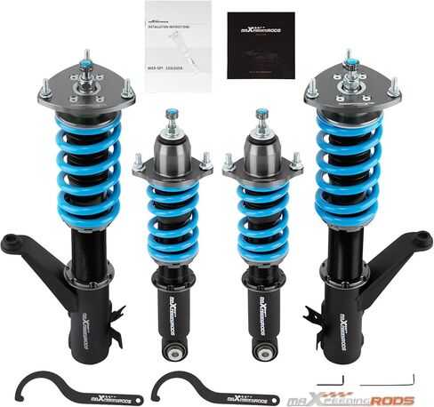 maXpeedingrods Coilover for Honda CR-V 2002-2006, 24 Levels Damper Adjustable Coil-overs Suspension Kit Strut, Height Adjustable T6 Upgraded Lowering Kits Blue in Saudi Arabia