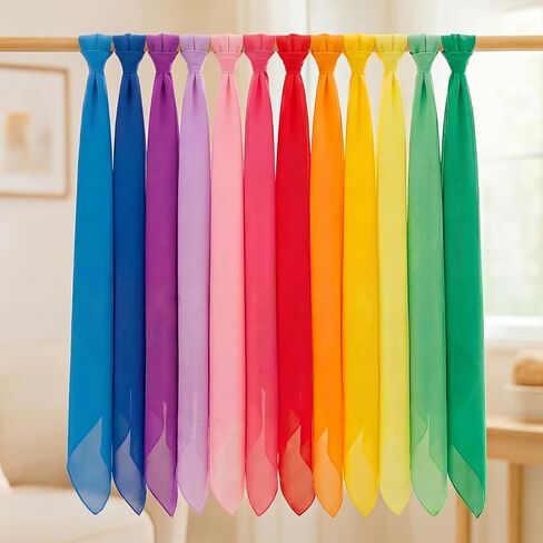 24 PCS Chiffon Mouggling Silks Dance Dance Sclves Bulk 24 × 24 بوصة وأشاح مربع ناعم مربع ملون لحركة الموسيقى تعليم الموسيقي الموسيقي Magic Trick Props Accessories in Kuwait