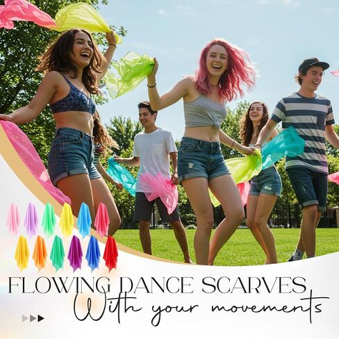 24 PCS Chiffon Mouggling Silks Dance Dance Sclves Bulk 24 × 24 بوصة وأشاح مربع ناعم مربع ملون لحركة الموسيقى تعليم الموسيقي الموسيقي Magic Trick Props Accessories in Kuwait