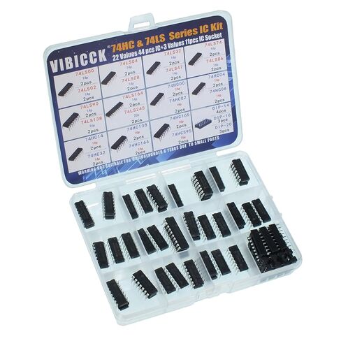 55 قطعة 22 نوعًا من مجموعة متنوعة من سلسلة 74HC و74LS Logic IC ومقبس IC، وسجلات إخراج تحويل السلسلة، وجهاز الإرسال والاستقبال، وعدادات العقد، ومتعدد الإرسال/أجهزة فك التشفير، ورقاقة محولات سداسية in Kuwait