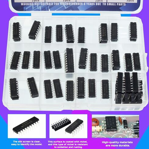 55 قطعة 22 نوعًا من مجموعة متنوعة من سلسلة 74HC و74LS Logic IC ومقبس IC، وسجلات إخراج تحويل السلسلة، وجهاز الإرسال والاستقبال، وعدادات العقد، ومتعدد الإرسال/أجهزة فك التشفير، ورقاقة محولات سداسية in Kuwait