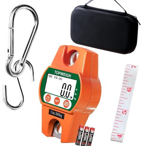 ميزان رافعة صغير مع حقيبة تخزين، علبة من الألومنيوم المصبوب، مقياس معلق رقمي مع خطافات، 600 رطل / 300 كجم، شاشة عرض خلفية كبيرة، موازين معلقة لصيد الغزلان في المزرعة، وظيفة القراءة in Kuwait